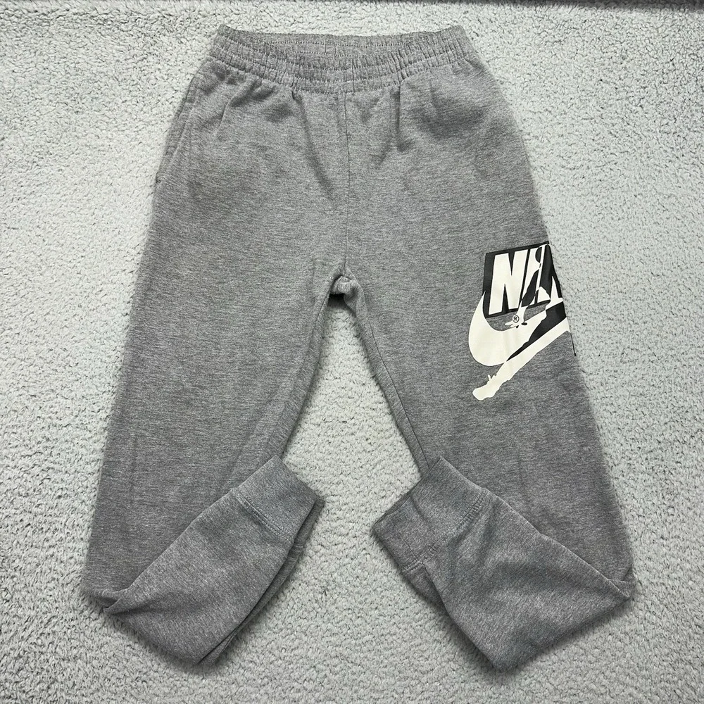 Nike Air Jordan Youth Large (12-13 Yrs) Gray Jumpman Logo Jogger Sweatpants A434